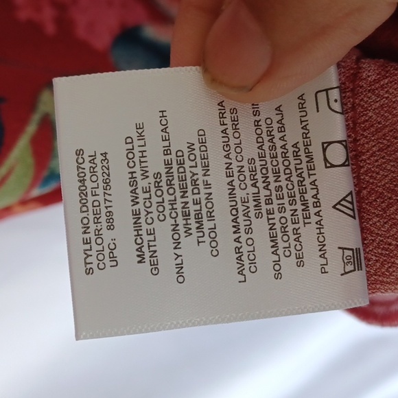 CHRISTIAN SIRIANO Women's Floral Print Knee-Length Dress Size M Red Stretchy - Picture 8 of 8